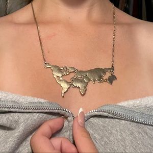 Gold World Map Necklace